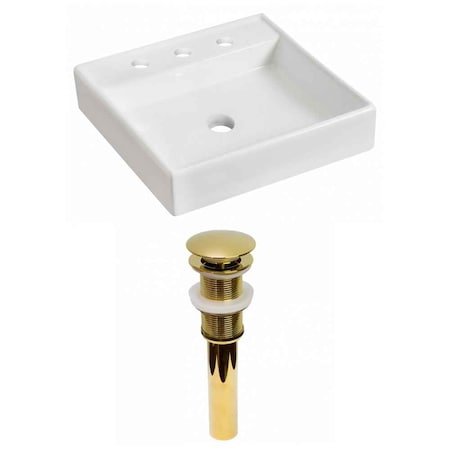 17.5-in. W Above Counter White Vessel Set For 3H8-in. Center Faucet